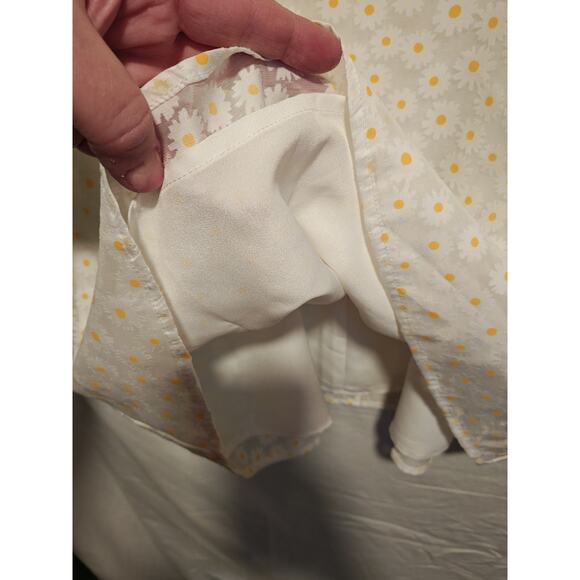 Forever21 White Yellow Daisy Puff Sleeve Dress NWT M Babydoll‎ Barbie Prairie - Picture 6 of 10